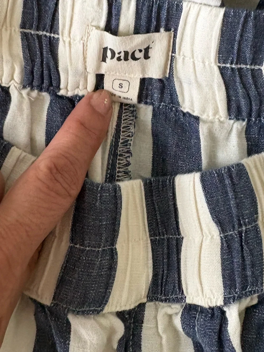 Pact Organic Cotton/Hemp Blend Shorts in the "Mariner Stripe" pattern size small - Picture 7 of 7
